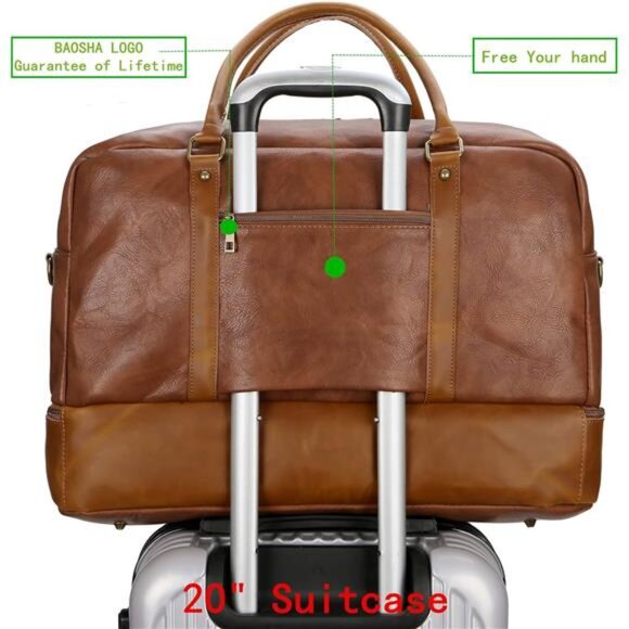 Vegan Leather Large Travel Duffel Tote Bag Carry On Weekender Overnight - Picture 3 of 8